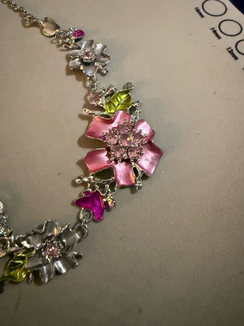 Floral Pink Statement Necklace and Earrings- Women Jewelry - Picture 5 of 7